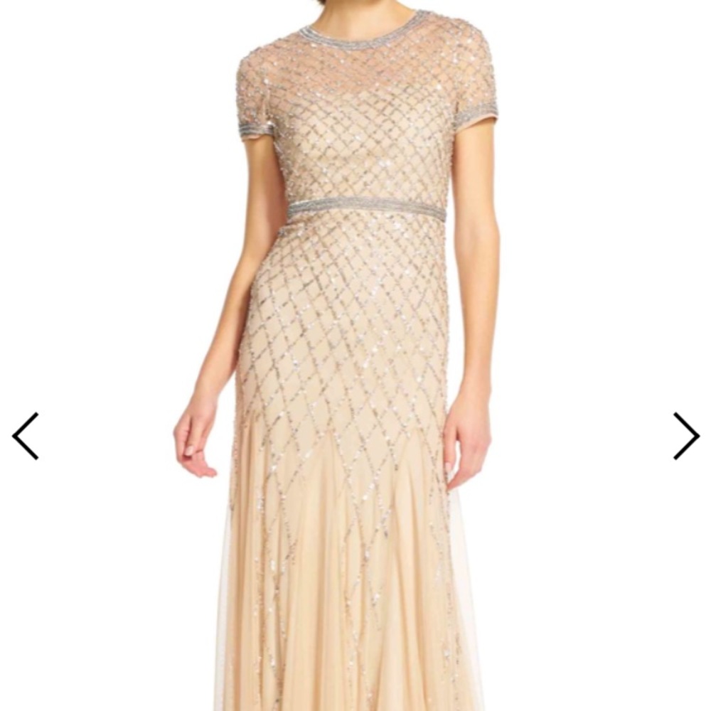 Adrianna Papell cap sleeve beaded - sz 4 altered